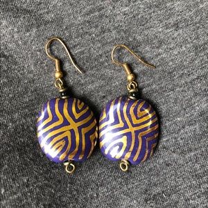 Funky Purple and Gold Earrings